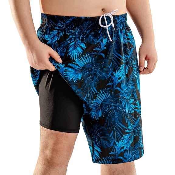 BRISIRA Mens Big and Tall Swim Trunks with Built-In Liner, Quick Dry Board Shorts XL–4XL