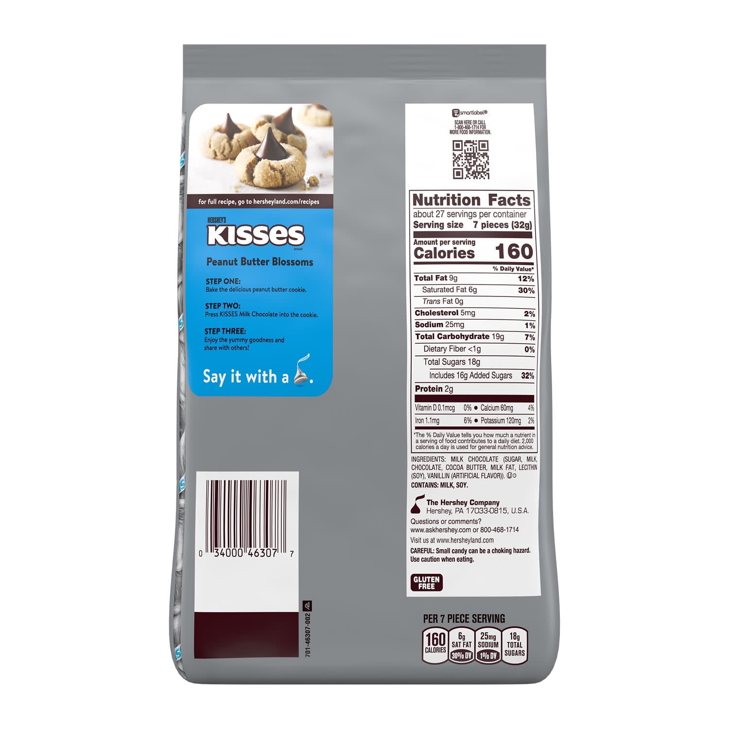 HERSHEY'S KISSES Milk Chocolate Candy Party Pack, 30 oz