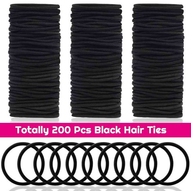 200 Pcs Black Elastic Ponytail Holders Hair Rubber Bands Hair Ties