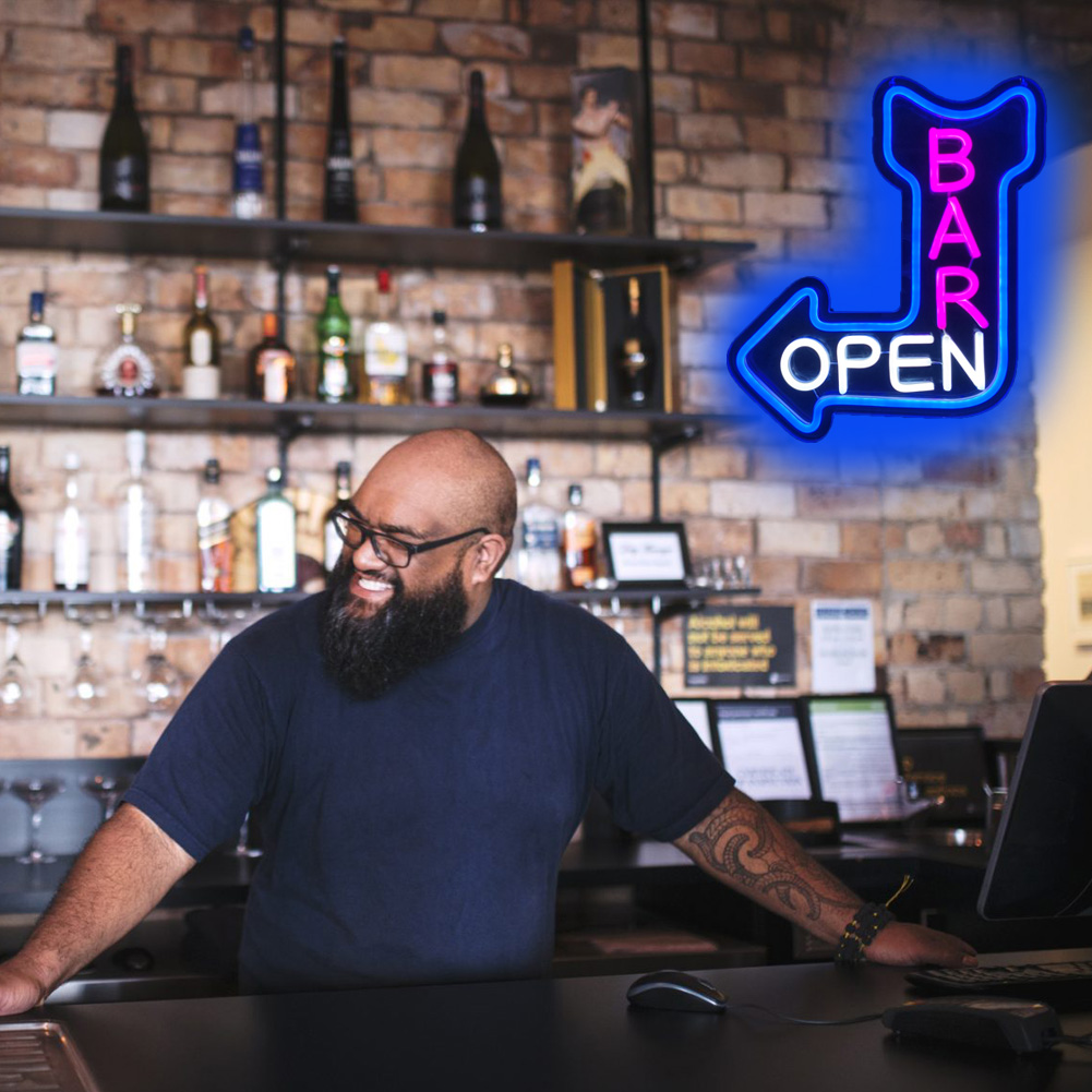 Bar Open Neon Sign,Open Arrow Neon Light for Bar Club Beer Shop Man Cave Restaurant Business Occasions Decor (left )