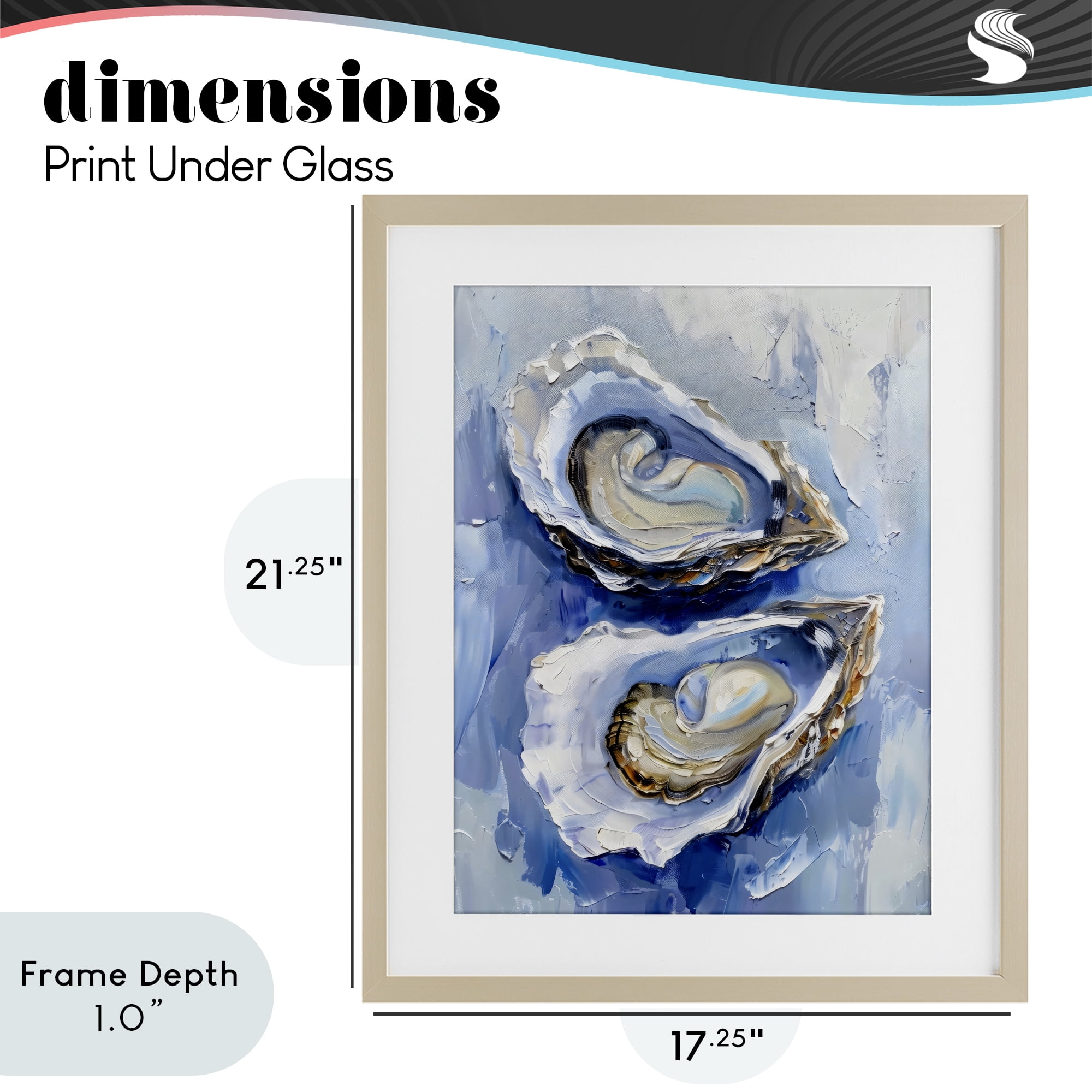 Stupell Industries Coastal Oysters in Pearlescent Light Birch Framed Print Under Glass, design by Creative Studio
