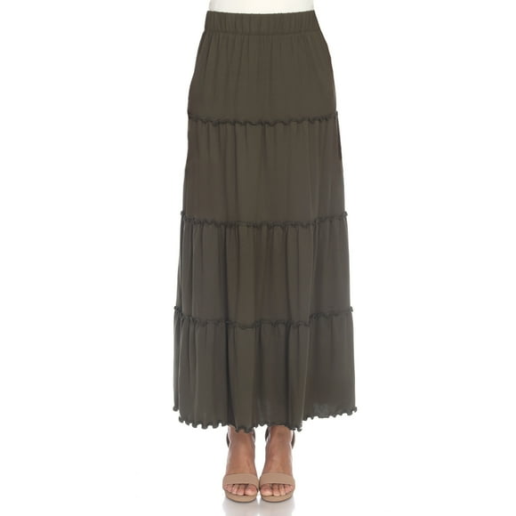 White Mark Women's High Waist Tiered Maxi Skirt
