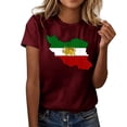 thumbnail image 2 of Camiseta de Manga Corta Impresa de Cuello Alto para las Mujeres, Tops de Cuello Redondo para las Mujeres Mezcla de Poliéster de Spandex de Uso Diario Casual, 2 of 5