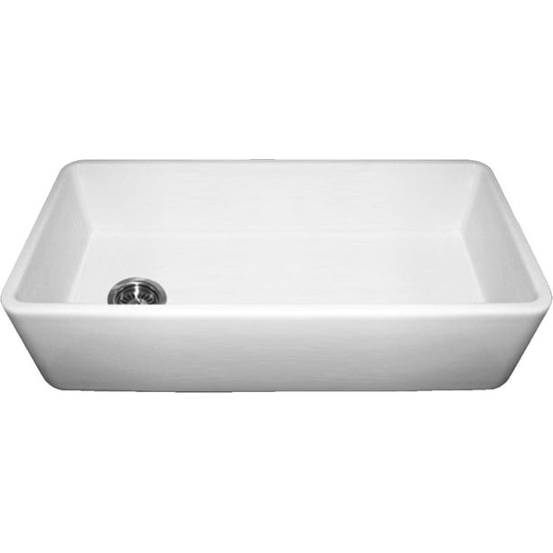 Whitehaus Wh3618 Duet 36" Single Basin Farmhouse Fireclay Kitchen Sink