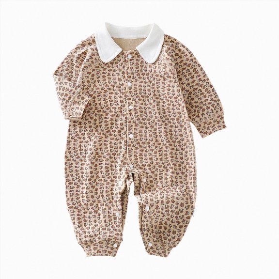 CAUYDY Baby Boys Bodysuit Newborn Sleepers Preemie Long Sleeved Romper Infant Boy Pajamas Fall Winter Toddler Clothes 0 3 6 9 12 18 24 Months Rose Gold for Sizes 12-18 Months