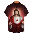 thumbnail image 2 of Camisas hawaianas con estampado 3D de Dios, Jesús, María, para hombre, camisetas casuales de manga corta con estampado 3D, camisetas de gran tamaño, ropa superior, camisas con botones para hombre, blu, 2 of 5