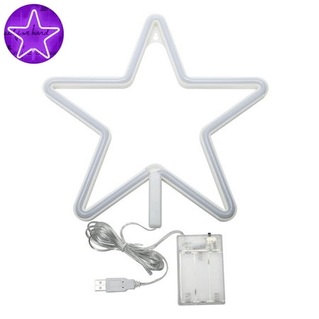 

Hloma Neon Lamp Romantic USB/Battery Powered Wall Decoration Creative Star Shape LED Light for Party