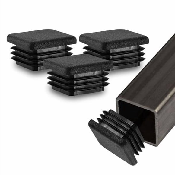Prescott Plastics 1 (25.4Mm) Outer Diameter Ribbed Plastic Hole Plugs Square Black Metal Tubing End Caps Strong Furniture Leg Inserts Impact & Weather Resistant Made In The Usa - 50 Pack