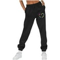 thumbnail image 2 of Women's Printed Jogger Pants, Loose Casual Sports Trousers with Pockets, Party & Travel Wear | VerBelle,Black L, 2 of 5
