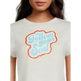 thumbnail image 4 of Celebrity Pink Juniors and Juniors Plus Graphic Cropped Sleep Tee with Short Sleeves, Sizes XS-3X, 4 of 5