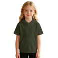 thumbnail image 5 of Kids Short Sleeve Hoodie Sweatshirt Solid Color Fleece With Pocket For Boys Girls, 5 of 5