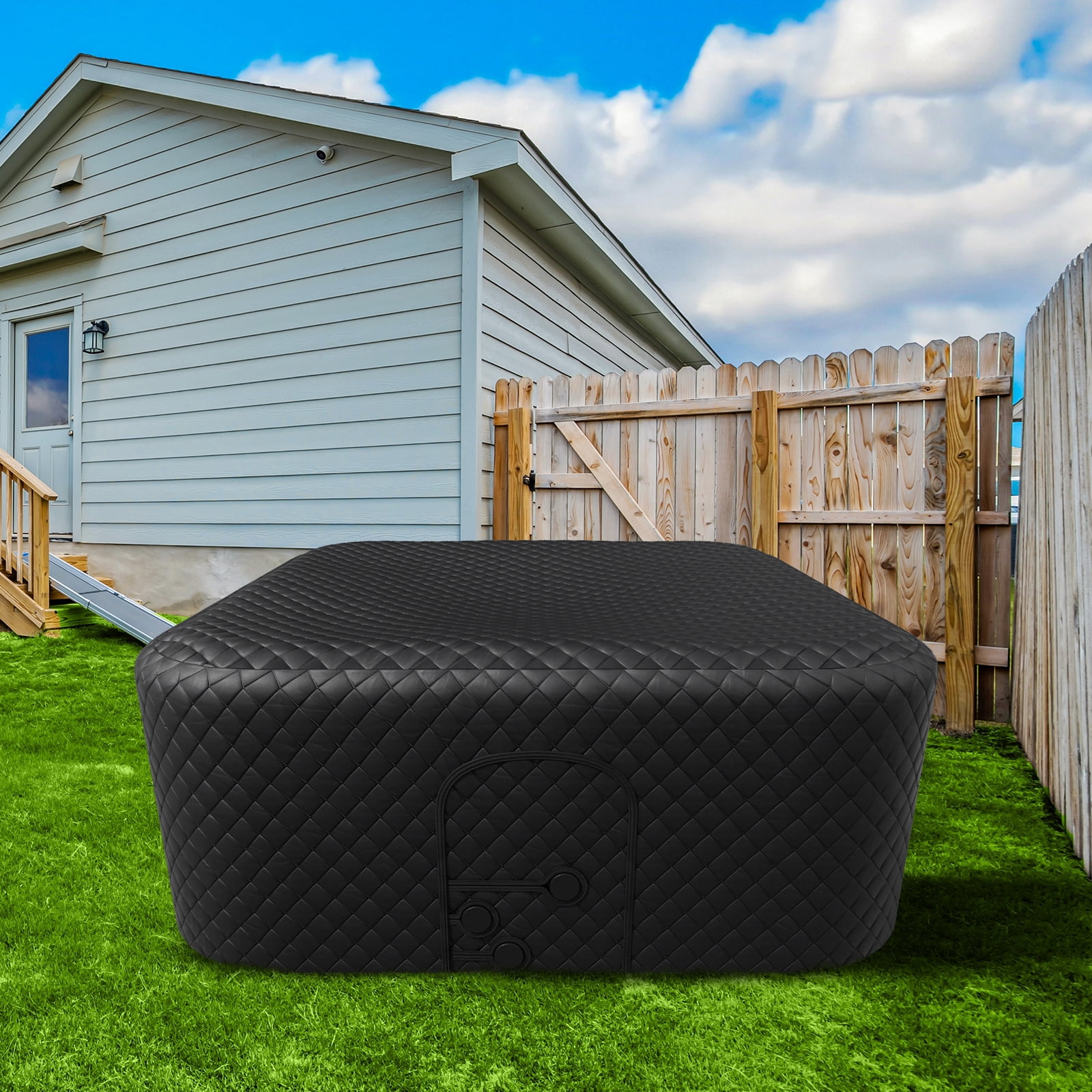 Outdoor Inflatable Hot Tub for 4-6 Person Square Thickened Insulation Cover(NOT Include Tub), Energy Efficient Hot Tub Insulated Thermal Cover Full Coverage for Keep Warm Extra Insulation Dustproof
