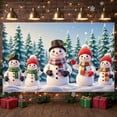 thumbnail image 3 of Snowman Theme Christmas Banner Colorful Scarves Winter Backdrop Festive Atmosphere Smiling Characters Holiday Display for Christmas Party Winter Celebration Family Gathering, 3 of 9