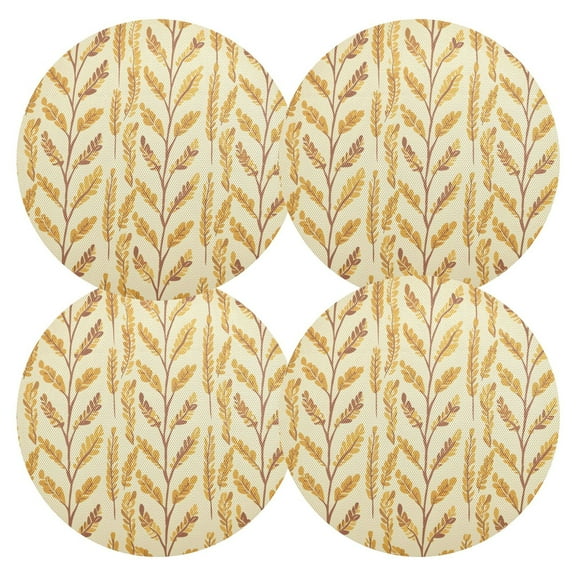 Ryvnso Wheat Summer Round Plate Mats Dining Table Placemat Set of 4 for Holiday Decoration