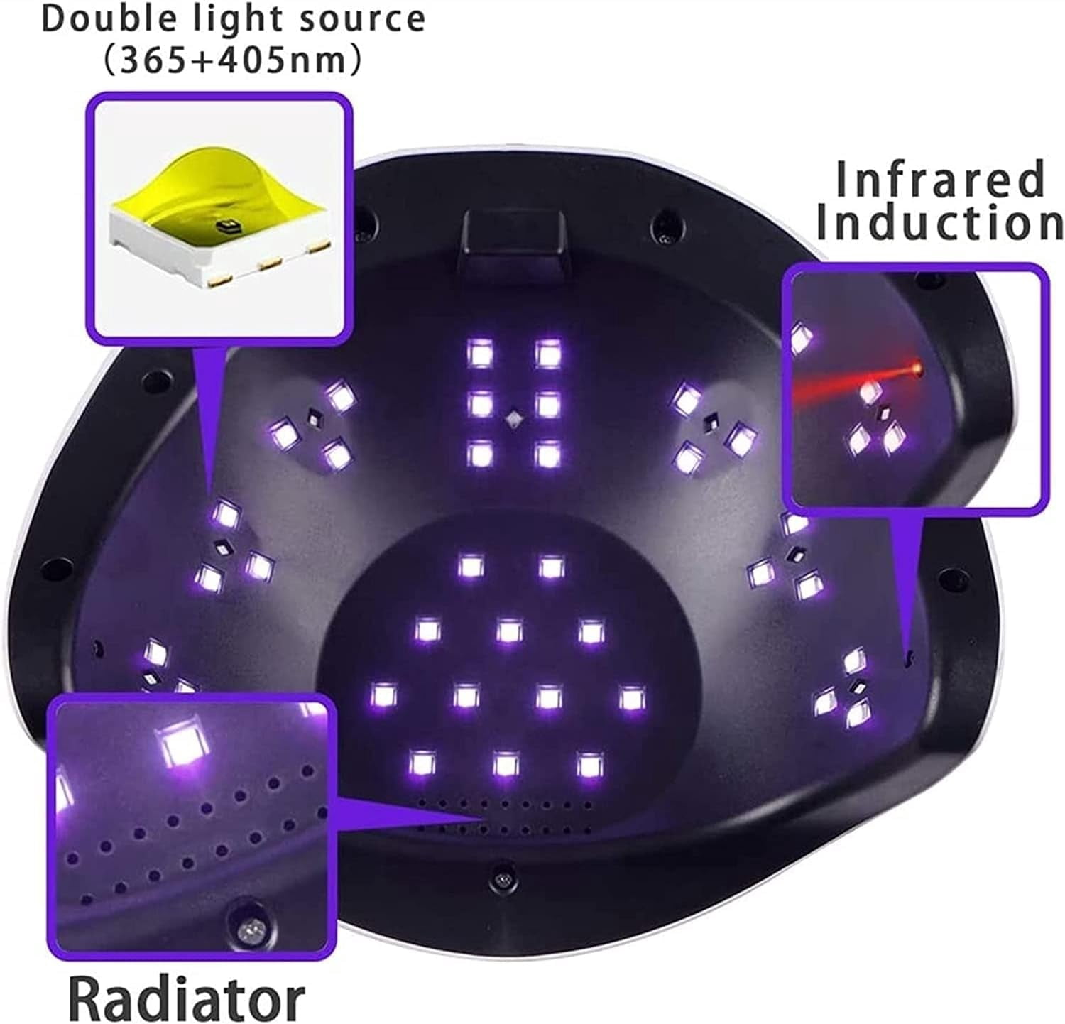 UV Gel Nail Lamp 120W LED Nail Light Fast Nail Dryer for Gel Polish Curing with 4 Timers Portable Handle Large Space Automatic Sensor