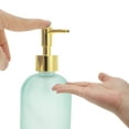 thumbnail image 3 of Unique Bargains 1 Pc Reusable Cylinder Frosted Soap Dispenser 13.53oz Light Blue Gold Tone, 3 of 6
