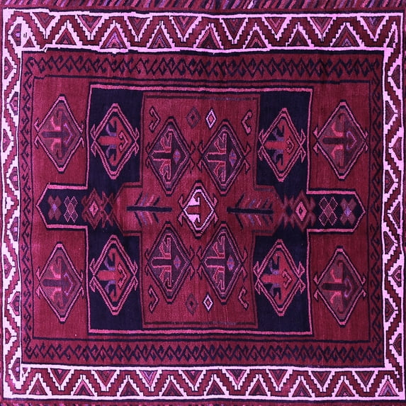 Ahgly Company Indoor Square Persian Purple Traditional Area Rugs, 7' Square