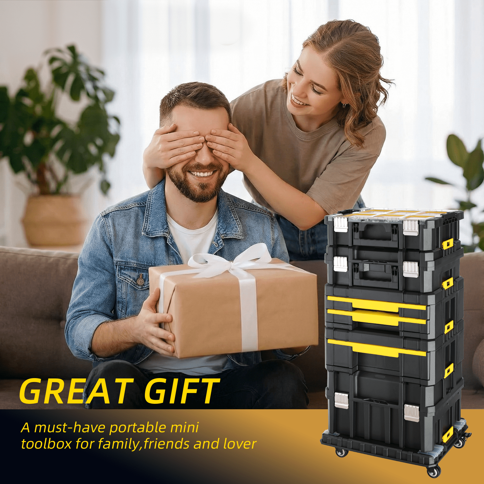 TLGREEN Stackable Rolling Tool Box with Wheels – 5 in 1 Modular Tool Organizer System, Portable Tool Box with Drawers for Garage Storage, Home Repairs & Professional Workshop