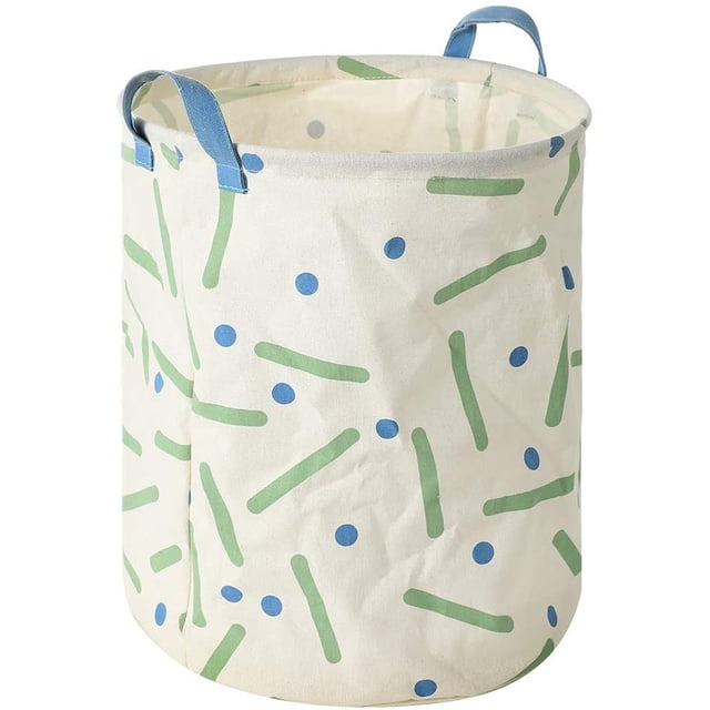 Dots & Lines Pattern Foldable Basket Organizer, Medium, White