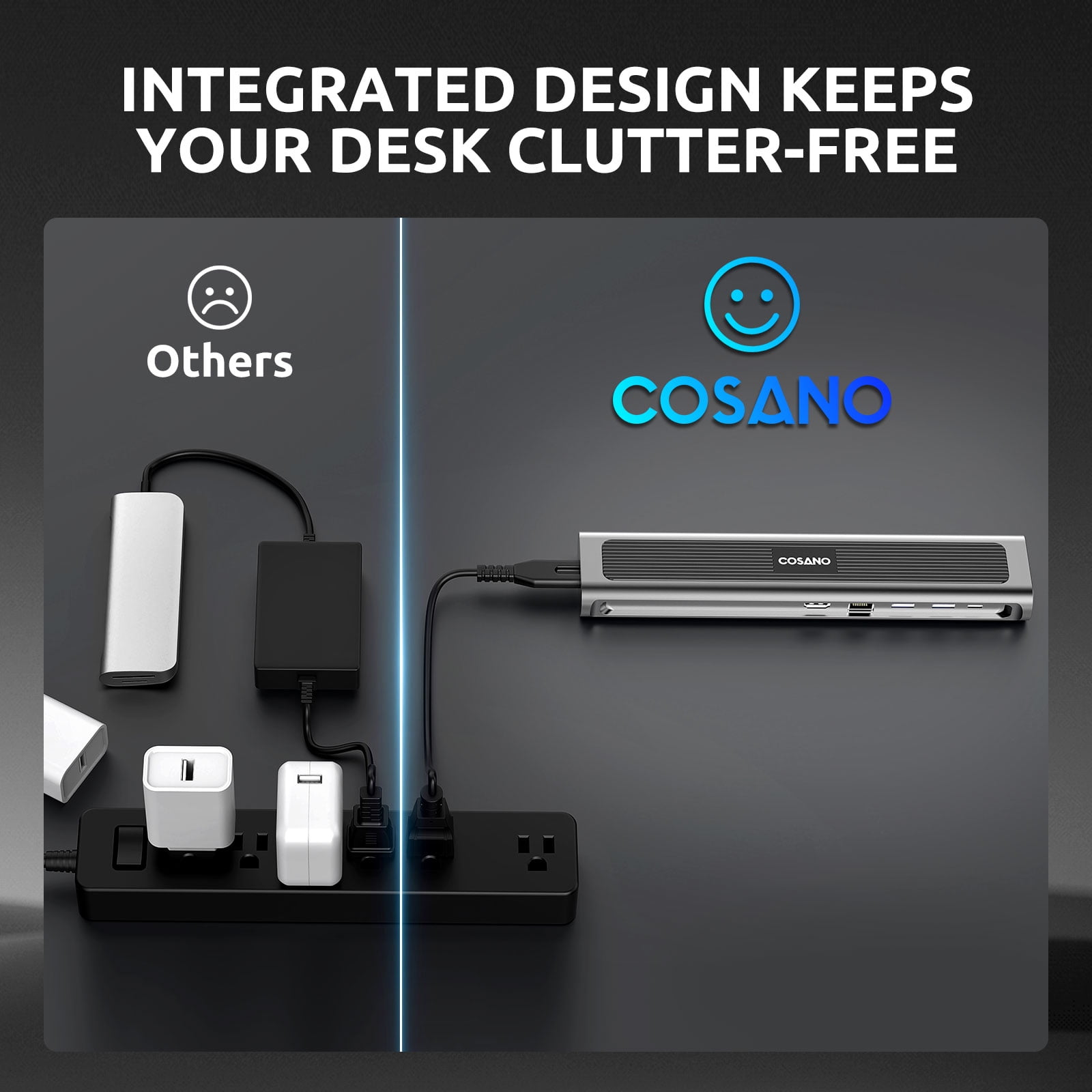 COSANO USB-C Docking Station for Apple Laptops – 100W Fast Charging Dock with 4K HDMI Port, USB-C to USB-C Cable, AC Power Supply – Space-Saving Aluminum Stand for Mac mini & MacBook