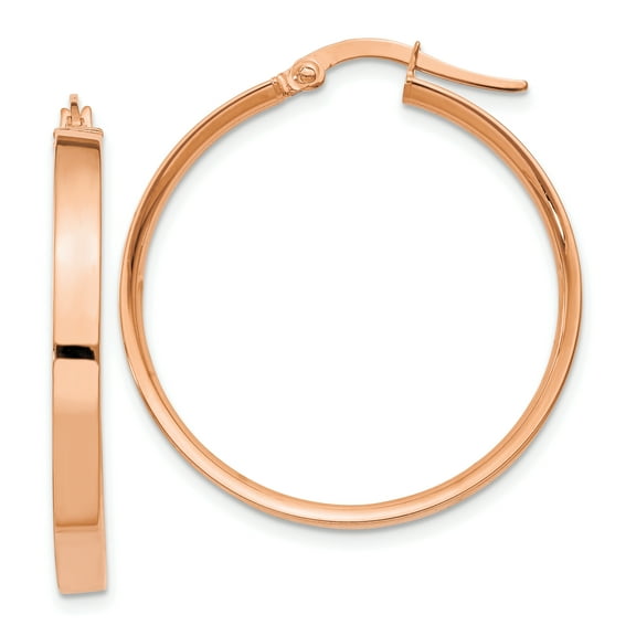 14K Rose Gold 3mm Large Hoop Earrings 14k Rose Gold Earrings