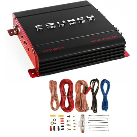 Crunch PX-1000.2 2 Channel 1000 Watt Amp A/B Car Stereo Amplifier + Wiring (Best Old School Car Amps)