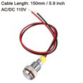 thumbnail image 3 of Uxcell Signal Indicator Light AC/DC 110V 8mm/0.31'' White LED Metal Shell, 3 of 5