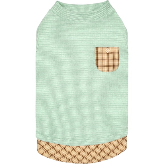KYEESE Waffle Dog Shirt with Pocket, T-Shirt for Small Medium and Large Dogs, Green, L