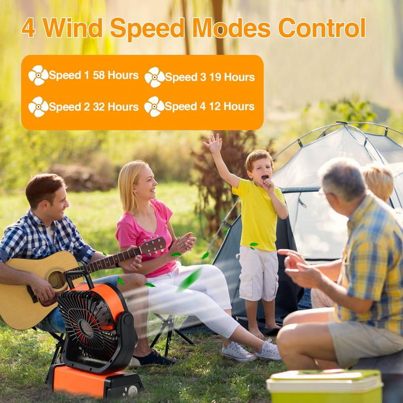 Multifunctional 30000mAh Camping Fan with LED Light, Bluetooth Speaker & Remote, USB-C Rechargeable, for Emergency, Travel, Outdoor, Tent, Home, Office