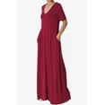 thumbnail image 3 of TheMogan Robe Maxi Surdimensionnée en Jersey Doux pour Femmes, Col en V, Manches Courtes avec Poche, 3 of 6