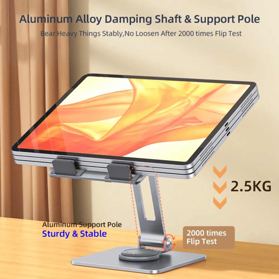 RDRKR Aluminum Alloy Steel Adjustable Foldable 360 Degrees Rotation Mobile Phone Tablet Stand For Android IOS Devices
