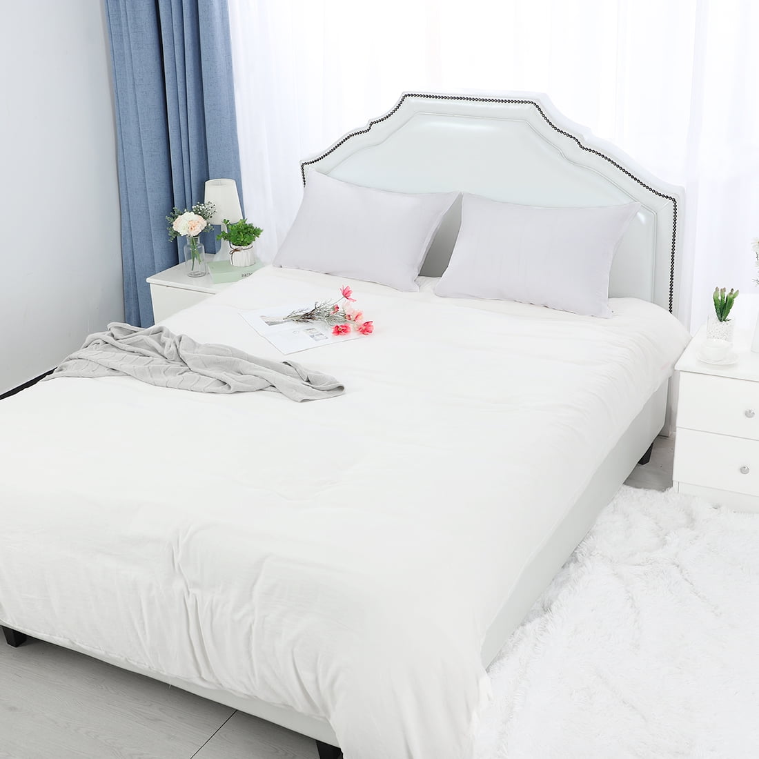Unique Bargains Pillowcases 2-Piece Egyptian Cotton Pillow Cover Light Gray Queen