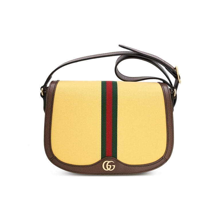 Gucci Ophidia GG Monogram Leather and Canvas Yellow Brown Shoulder Bag Walmart