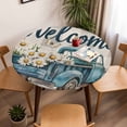thumbnail image 5 of Blue Truck Daisy Butterfly Elastic Fitted Round Table Cover Grey Check Waterproof Outdoor Tablecloth for Holiday Party, Picnic, Patio & Dining Fits Tables Up to 45"-54", 5 of 8