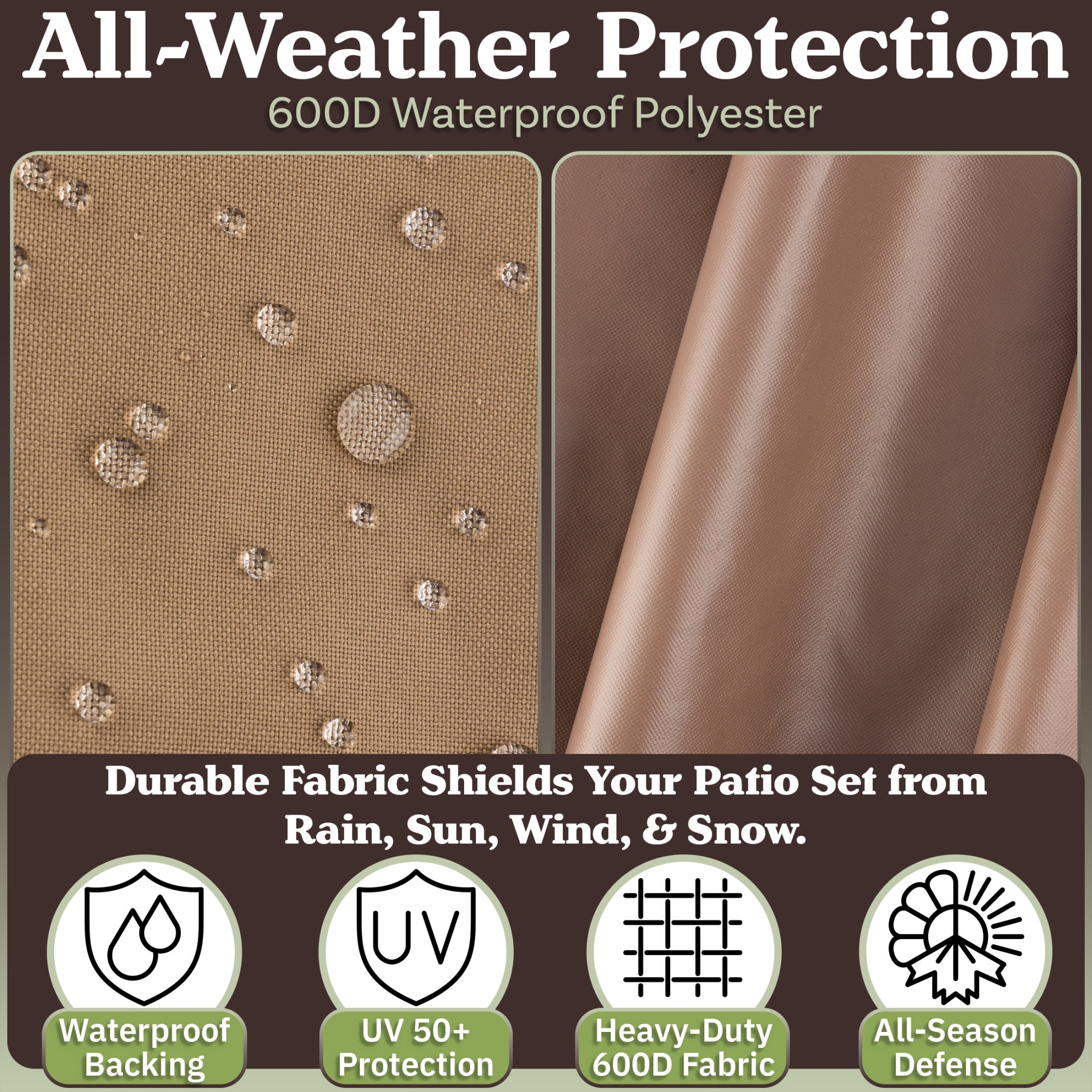 Pure Garden 35x38x34in Waterproof Deep Single Seat Outdoor Chair Covers 2-Pack, Tan