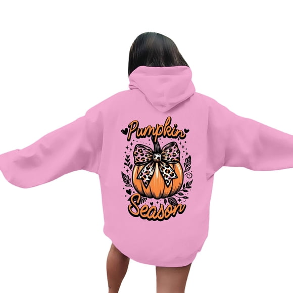 Ladies Casual Sweatshirt Zippe Hoodie Wolf Sweatshirt Hoodie Women Lady Womens Hoodies Women's With Back Print Oversized Pullover Casual Loose Fit Drop Shoulder Long Pink XL