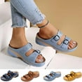 thumbnail image 5 of Penkiiy Women's Platform Sandals, Adjustable Buckle Flat Sandals, Comfort Slides with Arch Support, Women Summer Essential Beach Home and Street Casual Sandles 40 Dark Blue, 5 of 5