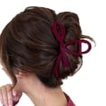 thumbnail image 4 of Pinces à Cheveux en Velours Rouge avec Nœud Automne Hiver Accessoires pour Cheveux Femmes D3J8, 4 of 8