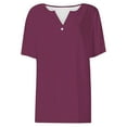 thumbnail image 2 of Bovemsi Women's Short Sleeved T Shirt V Neck Top Fashionable Casual Short Sleeved Shirt, Red Women's Summer Short Sleeve T-Shirts, M, 2 of 7