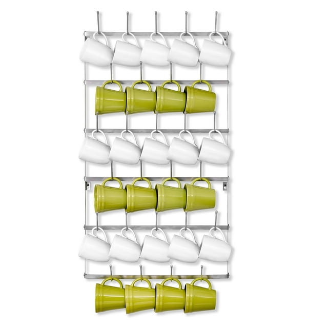 Sorbus Mug Rack for Wall - Large Rustic Coffee Mug Holder Wall Mount with 27 Hooks, Coffee Cup Display Rack, 6-Tier Metal Mug Organizer for Home, Kitchen & Bar, Coffee Station, Dining Room