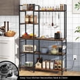 thumbnail image 2 of Costway Bakers Rack 5-Tier Coffee Bar Table with 10 S-Shaped Hooks & Power Outlets Rustic Brown, 2 of 10