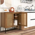 thumbnail image 2 of Giantex Sideboard Buffet Cabinet, Kitchen Storage Cabinet w/ Rattan Decorated Doors,Cupboard Console Table(Oak, 1), 2 of 8