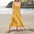 thumbnail image 1 of mfyjkho Vestidos para mujer, Vestido de verano para mujer, informal, de color liso, sin mangas, con cuello redondo y bolsillos Vestidos festivos xxl, 1 of 6