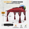 thumbnail image 6 of COOS BAY 11x11 Pop-Up Instant Gazebo Tent with Mosquito Netting Outdoor Canopy Shelter with 121 Square Feet of Shade, Red, 6 of 10