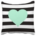 thumbnail image 1 of BOSDECO Motif à Rayures Noir et Blanc Rayé Coeur Taie d'Oreiller Housse de Coussin 18x18 Pouces, 1 of 1