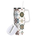 thumbnail image 2 of 40 oz Tumbler With Handle Stainless Steel Insulated Tumbler With Lid for Car Cup Holder Traditional Snowflakes Motifs, 2 of 9