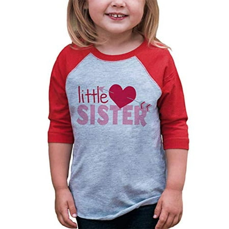 

Custom Party Shop Girl s Little Sister Happy Valentine s Day Red Raglan