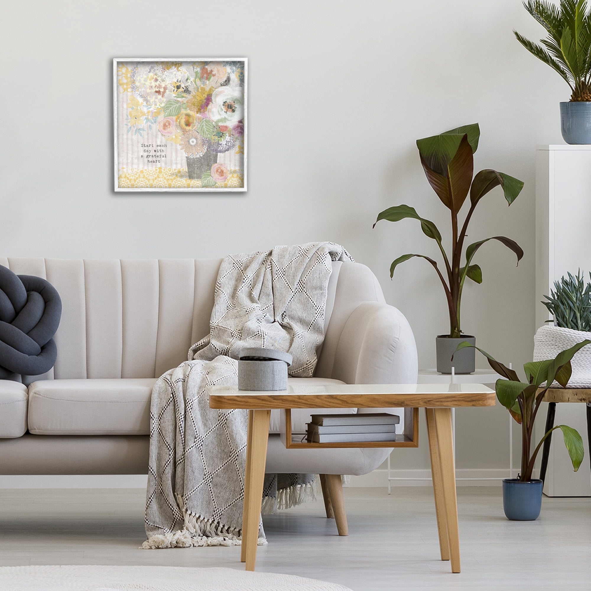 Stupell Industries Floral Inspirations Grateful Heart White Framed Giclee Art, design by Suzanne Nicoll