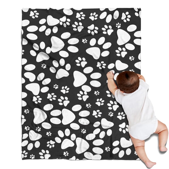 Black Paw Blanket,Comfortable Soft Lamb Wool Throw Blanket,All Season,Warm Lightweight Blankets for Sofa Bed Couch Living Room Chair,30"x40"