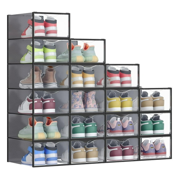 Caja para guardar zapatos SONGMICS, apilable, 18 unidades, transparente